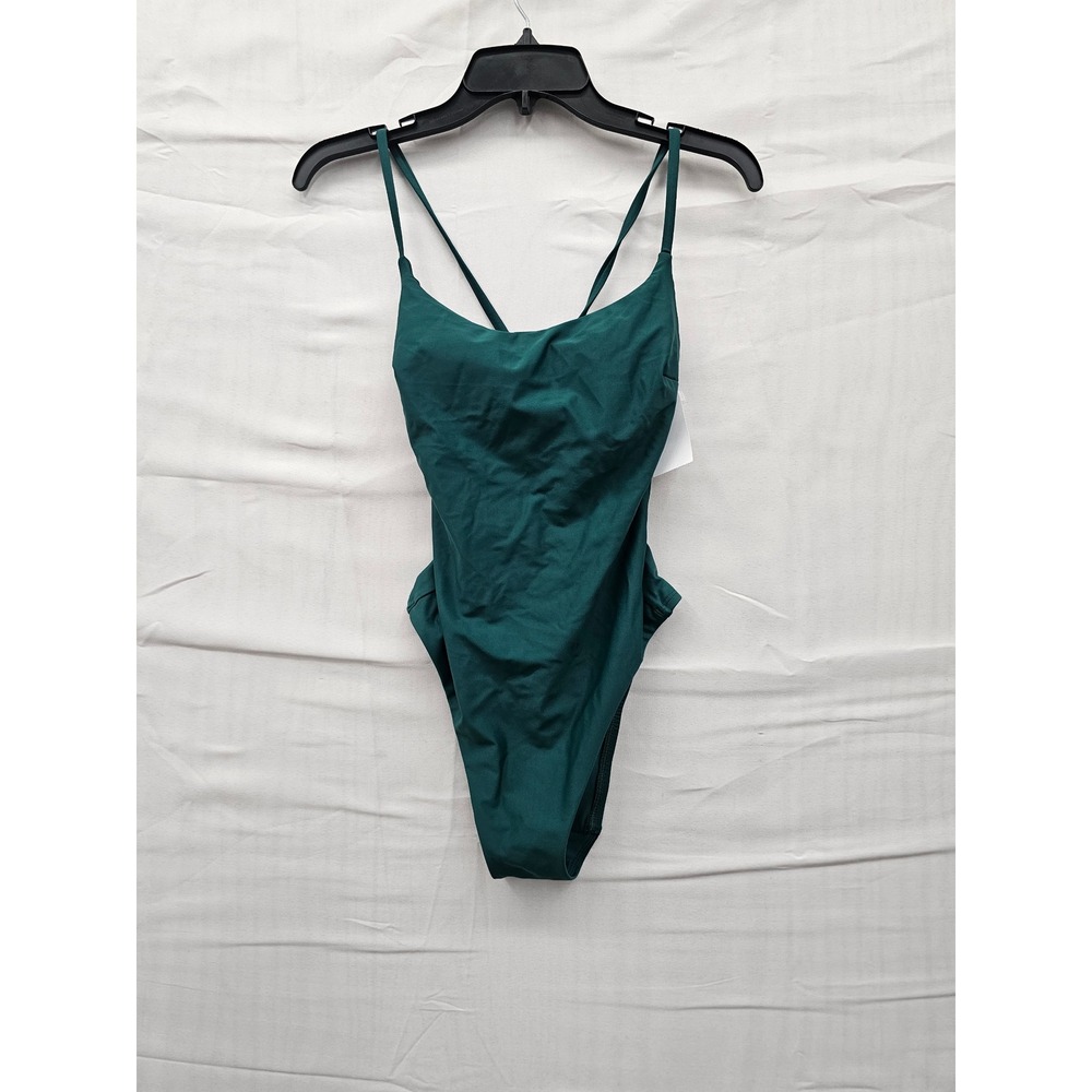 Shade & Shore Womens Green Lace Up Back One Piece Swimsuit Size S 4-6 238243295
